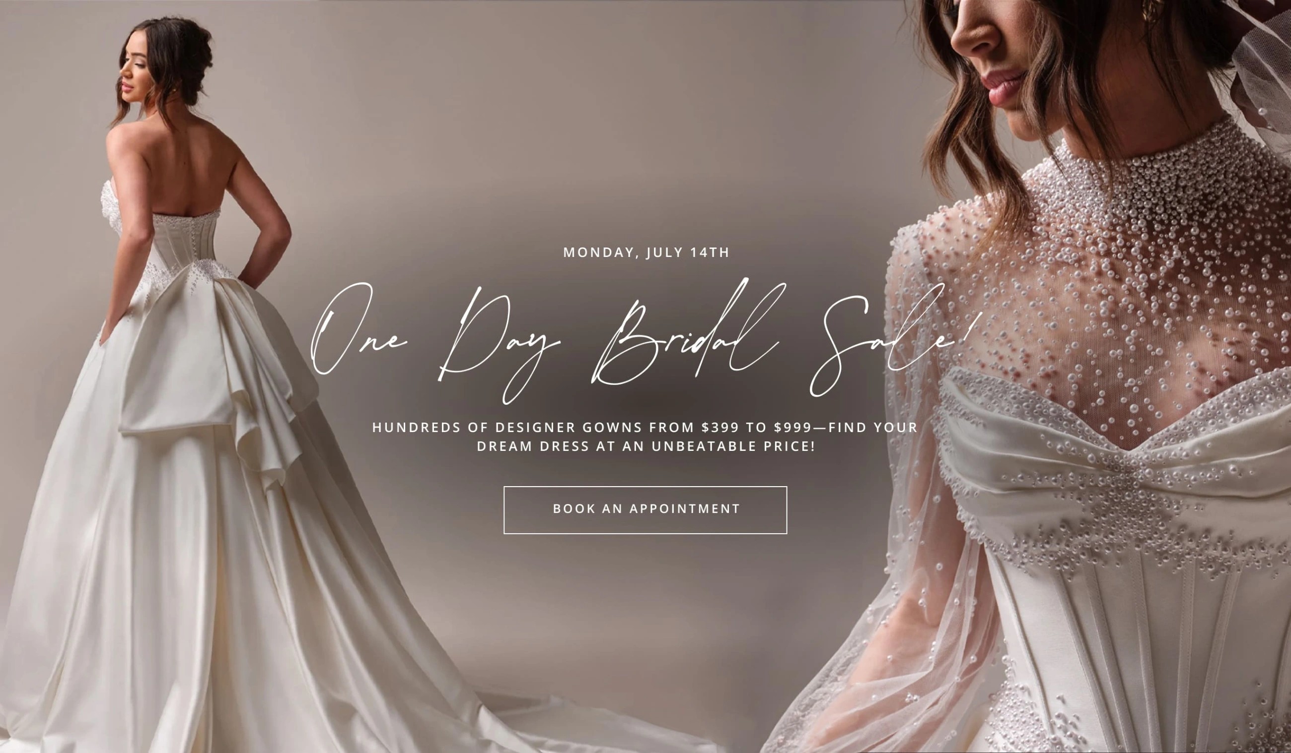 One day bridal sale desktop banner