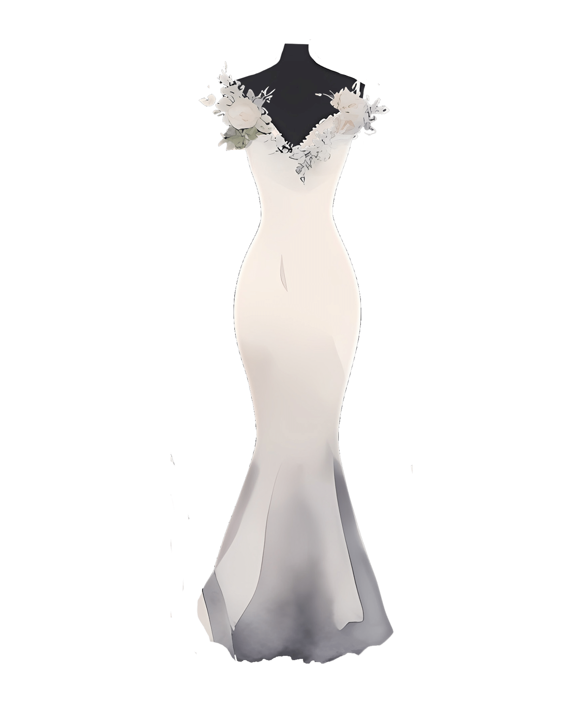 A-line floral wedding dress illustration